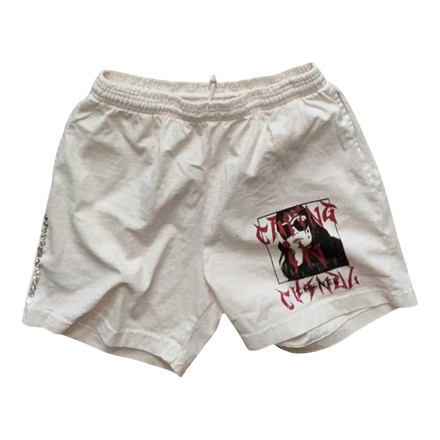 CRYING IN CHVNEL CREAM SHORTS