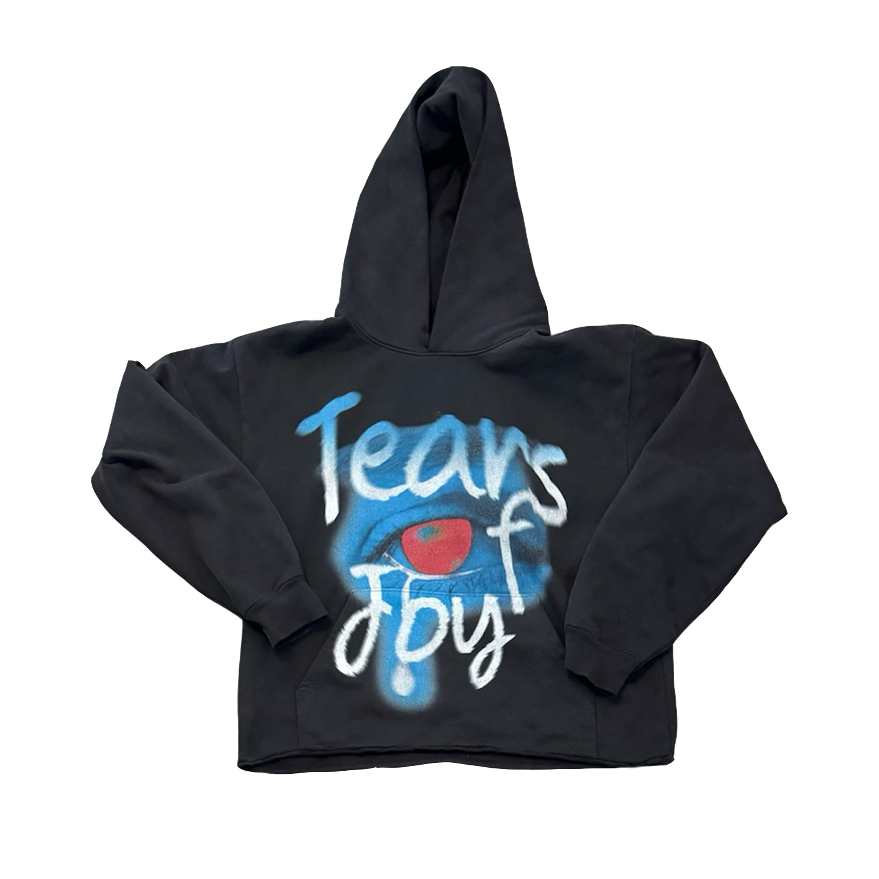 TEAR DROP CROPPED HOODIE - VINTAGE BLACK