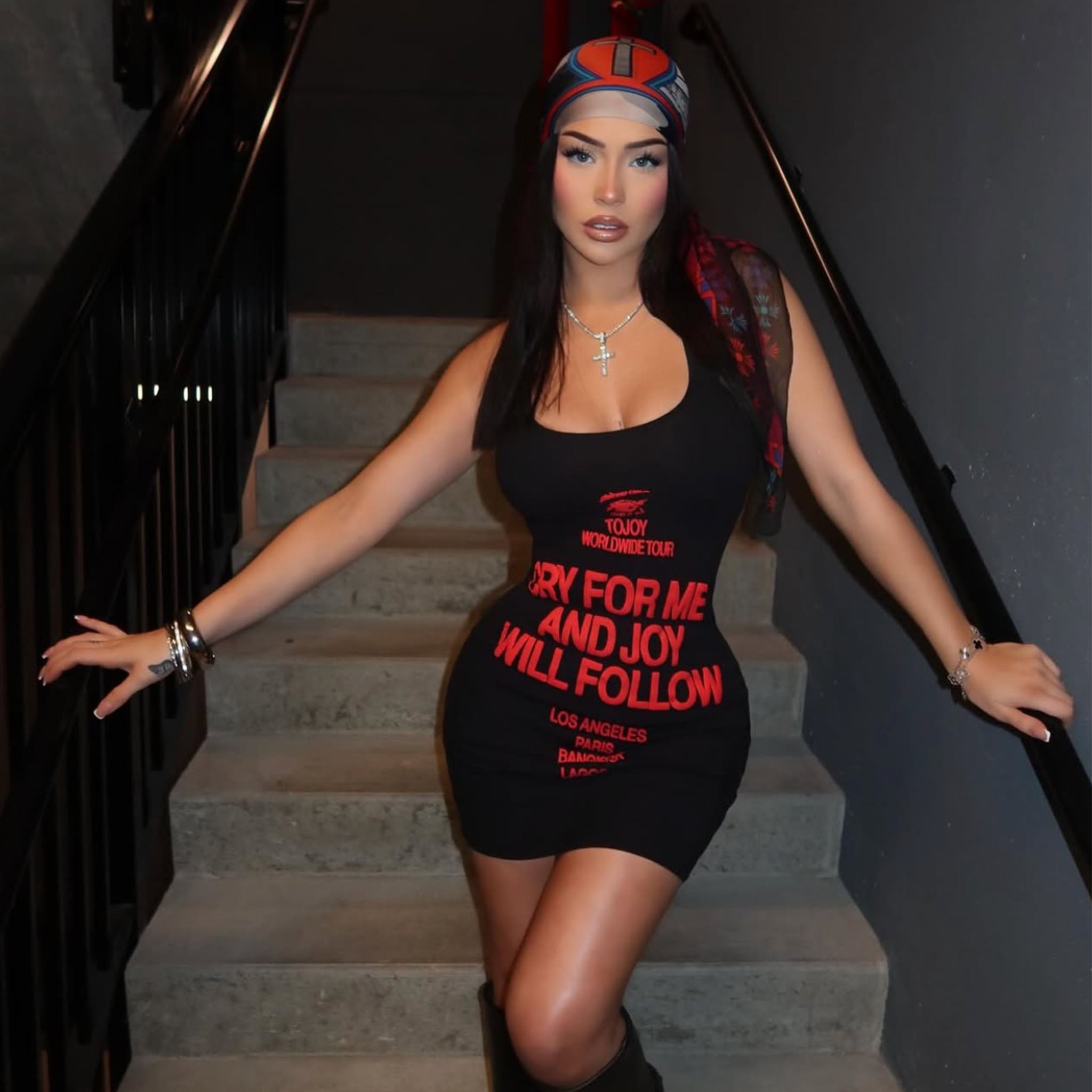 001219 CRY FOR ME DRESS (BLK)
