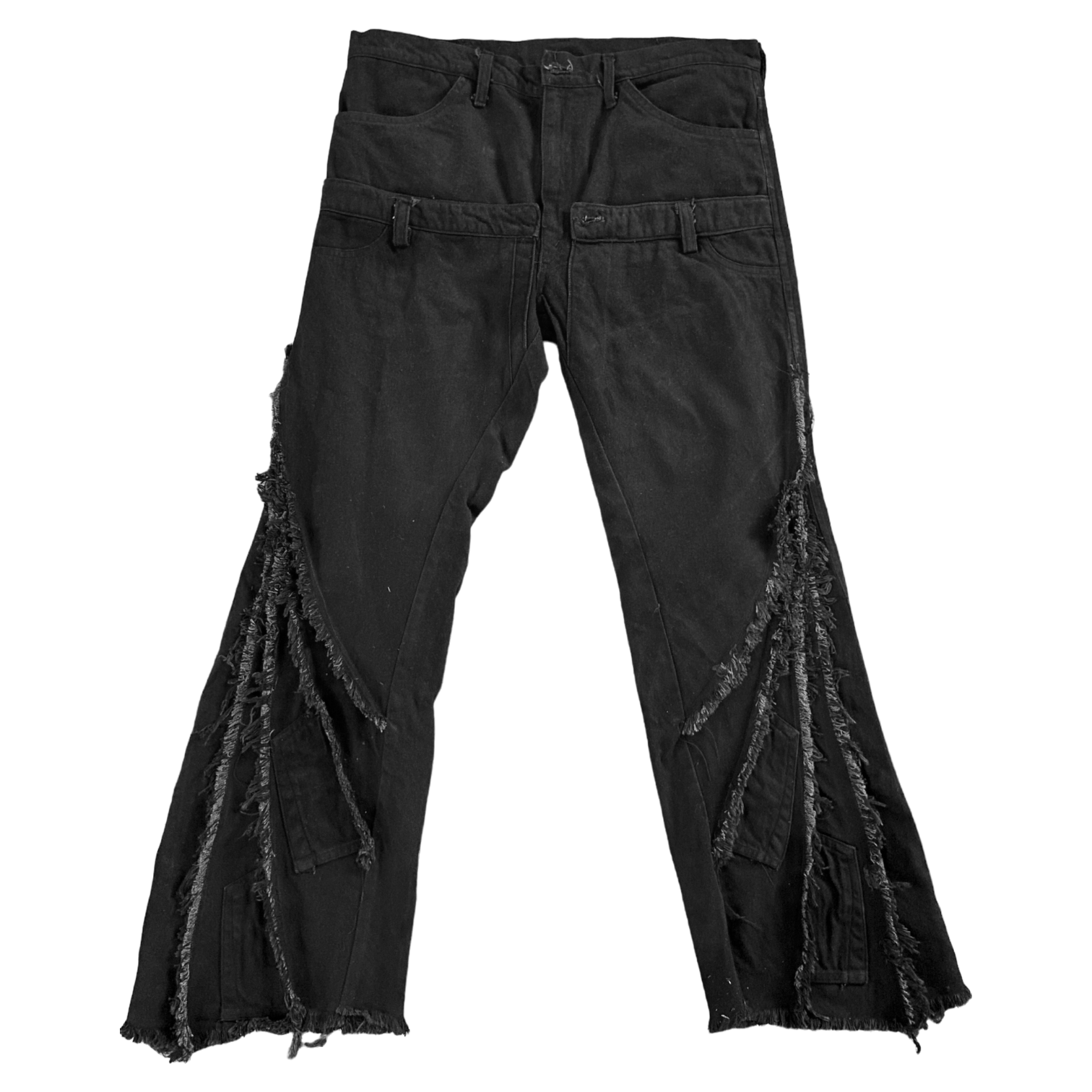 B.WAYNE FLARED DENIM PANTS - BLACK