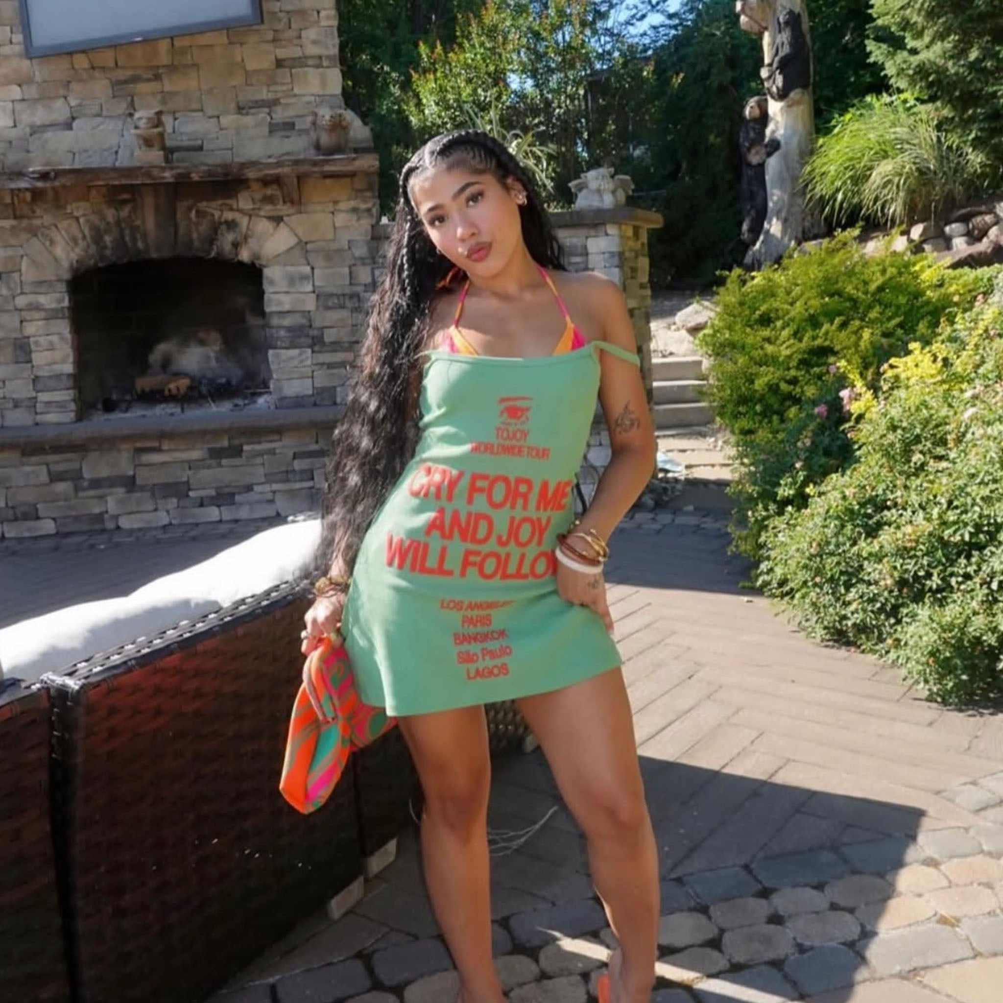 000423 Cry For Me Spaghetti Mini Dress (Green)