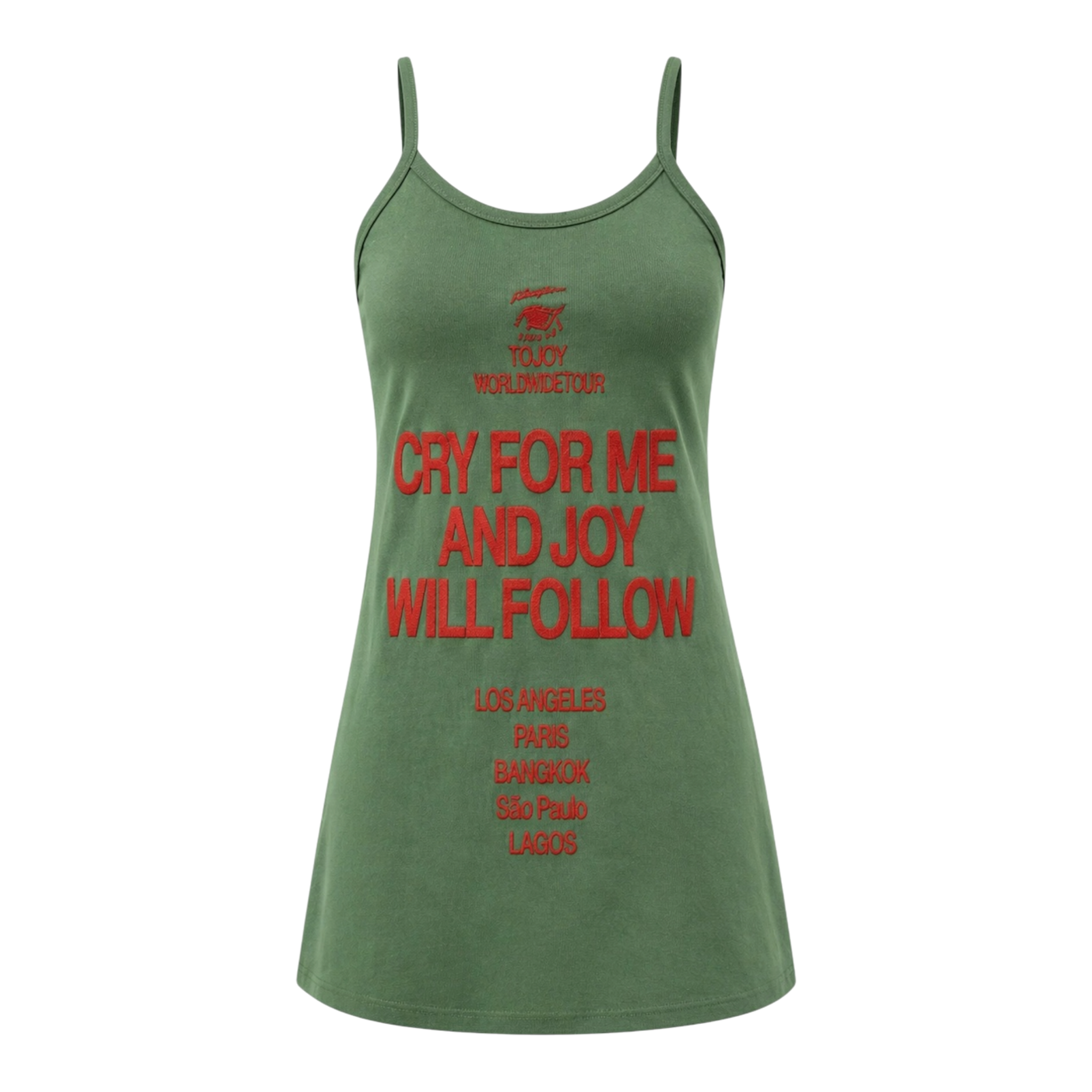 000423 Cry For Me Spaghetti Mini Dress (Green)