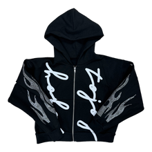 Load image into Gallery viewer, TOJOY FLAME RHINESTONE ZIP UP HOODIE
