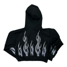 Load image into Gallery viewer, TOJOY FLAME RHINESTONE ZIP UP HOODIE
