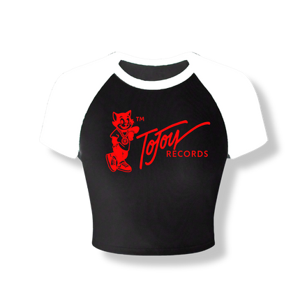 TOJOY RECORDS CROPPED RAGLAN T-SHIRT
