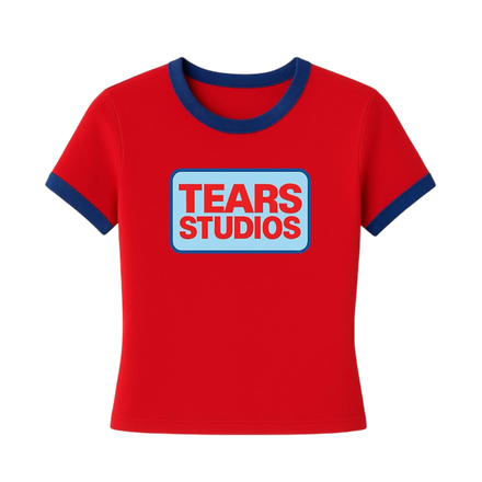 TEARS STUDIOS WMN'S RINGER TEE (RED/BLUE)