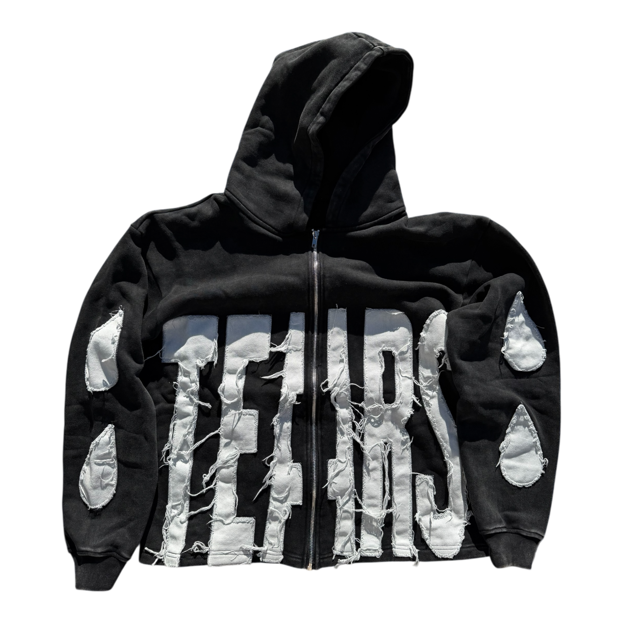 001211 RAW TEARS ZIP HOODIE