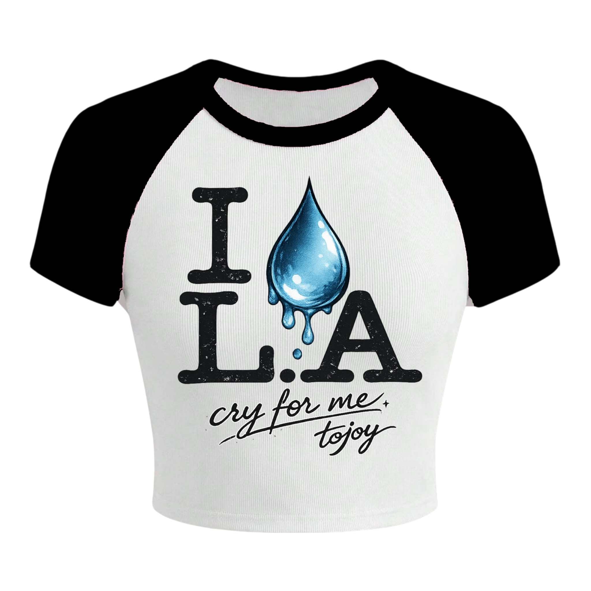 I CRY LA CROP TOP (WHT/BLK)