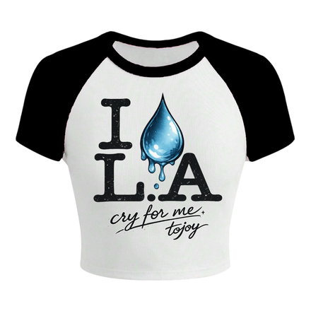 I CRY LA CROP TOP (WHT/BLK)