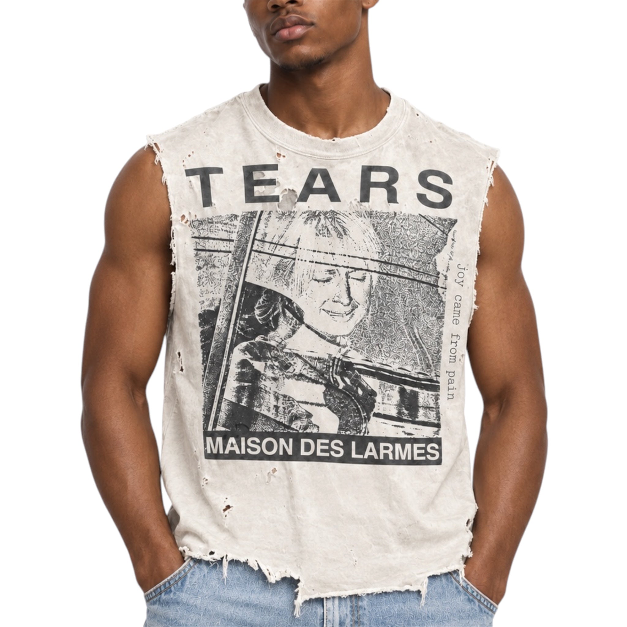 Joy Came From Pain Cut Off Tank - Vintage Cream