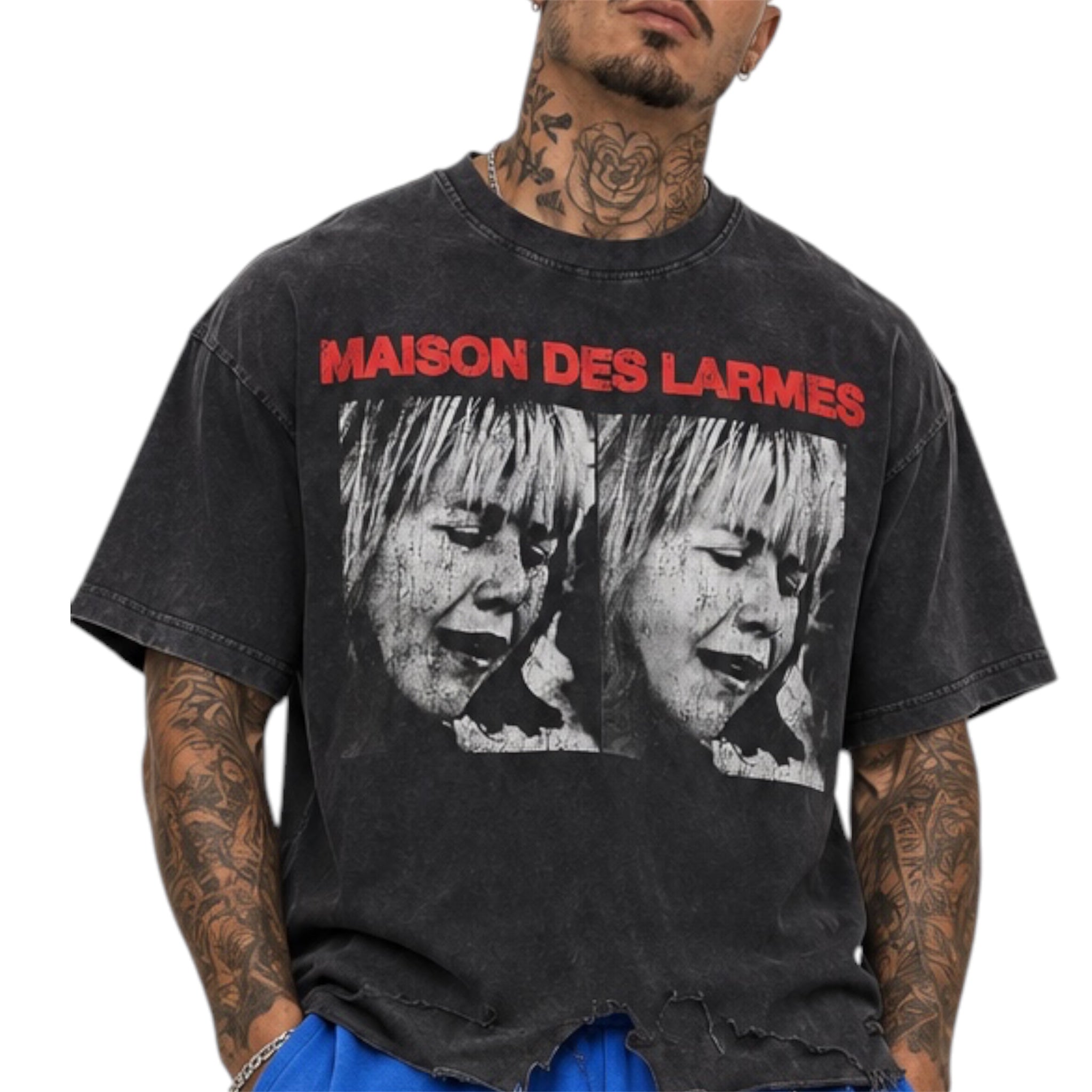 Maison Des Larmes Vintage Wash Tee – Charcoal