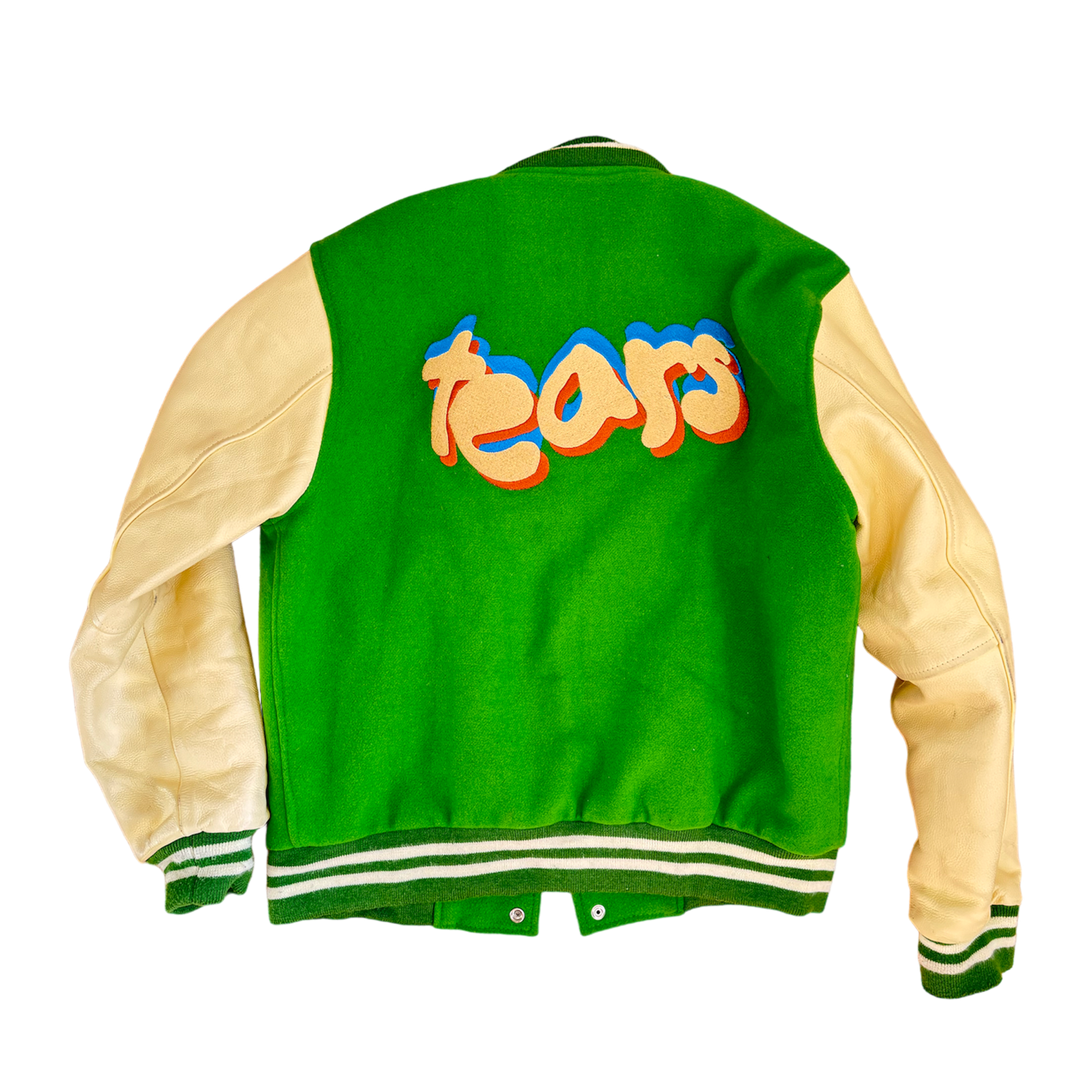TOJOY LEATHER VARSITY JACKET - KELLY GREEN