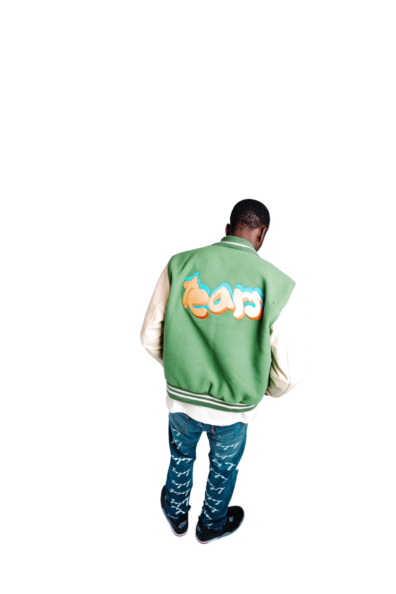 TOJOY LEATHER VARSITY JACKET - KELLY GREEN