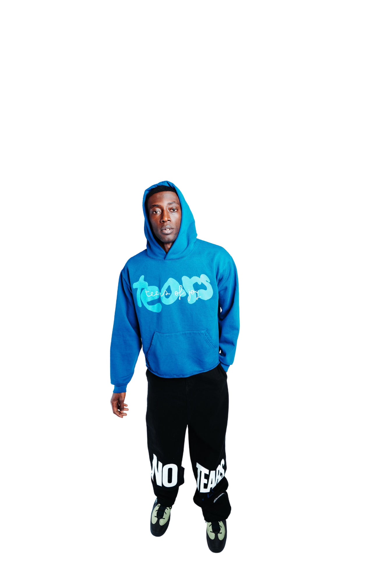 TEARS PURE FORM CROPPED HOODIE - TEAR BLUE