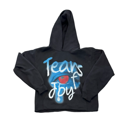 TEAR DROP CROPPED HOODIE - VINTAGE BLACK