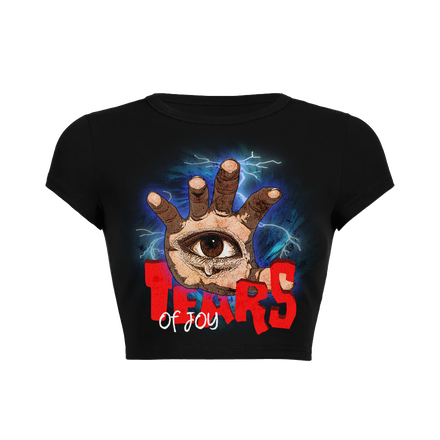 ELECTRIC TEARS OF JOY CROPPED WOMENS BABY TEE - BLACK